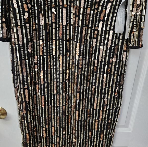 NWT Mac Duggal Black Long-Sleeve Embellished Midi-Dress 93590 SZ 10 - Picture 5 of 12